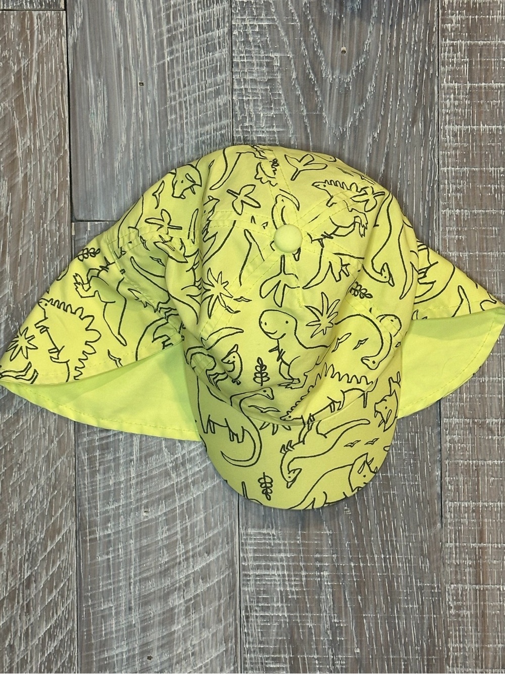Kids Sun Hat with Dino Print - Yellow